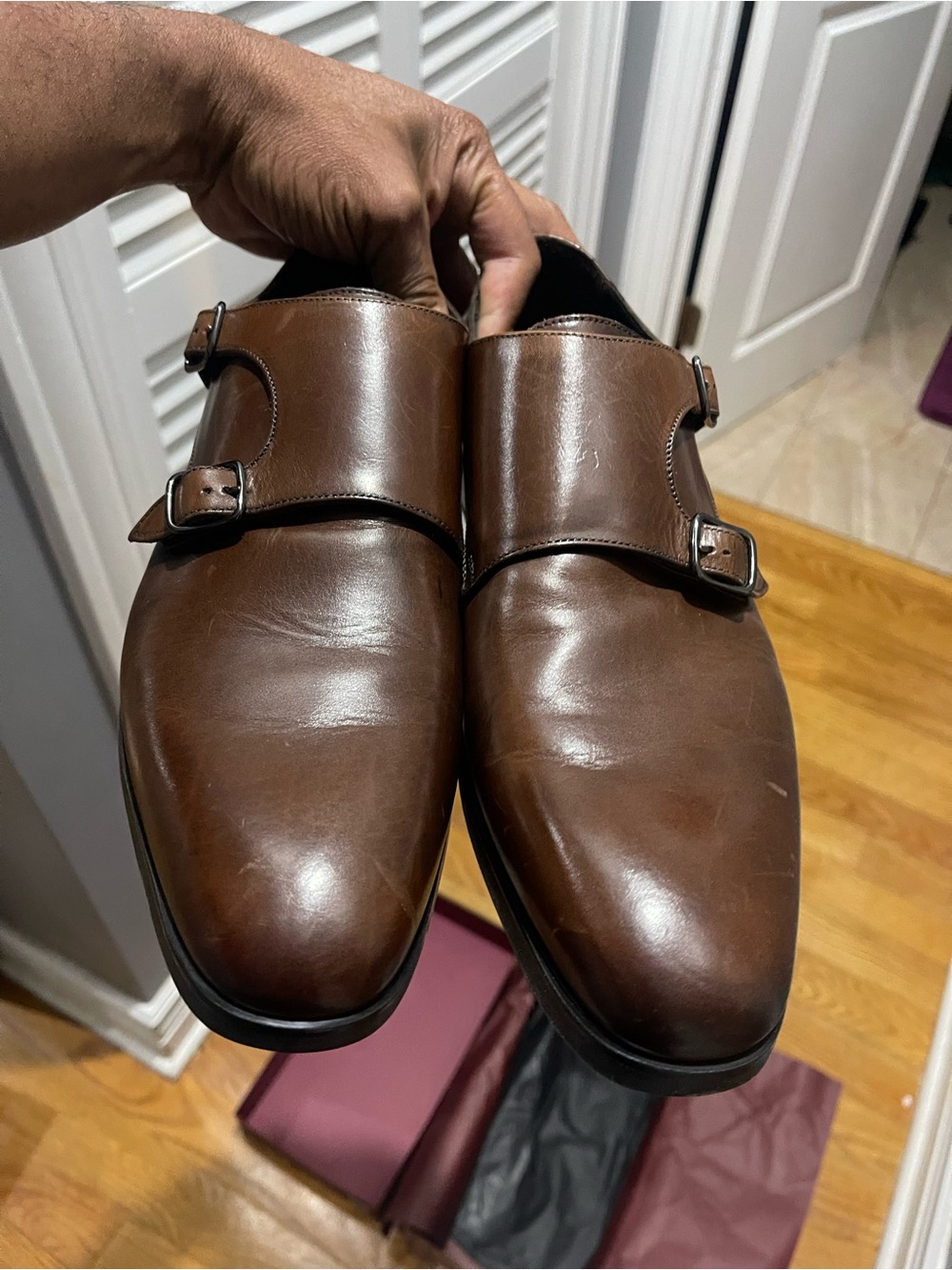 NWB To Boot NY Brown Double Monk Strap Leather Dress Shoes Sz 10.5